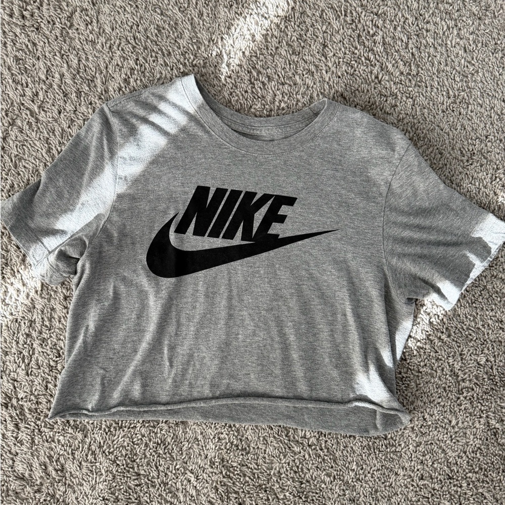 Nike Gray Crop Top with Black Logo